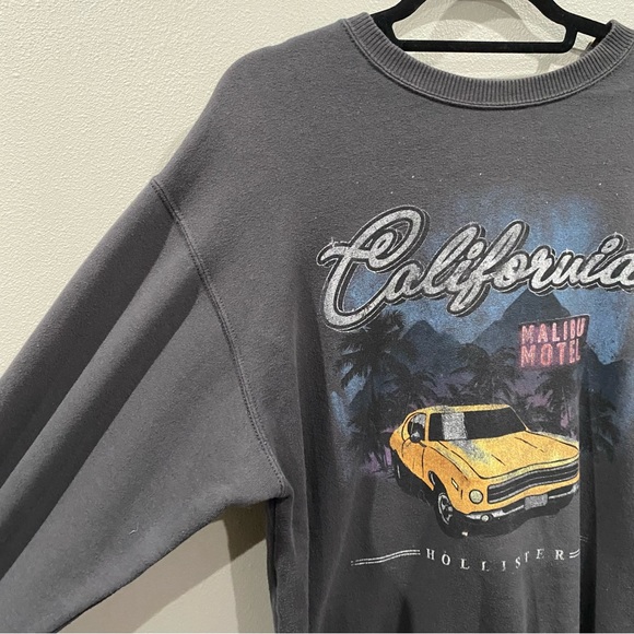 Hollister California Malibu Hotel Graphic Crewneck Pullover Sweatshirt Gray XS - Picture 2 of 8